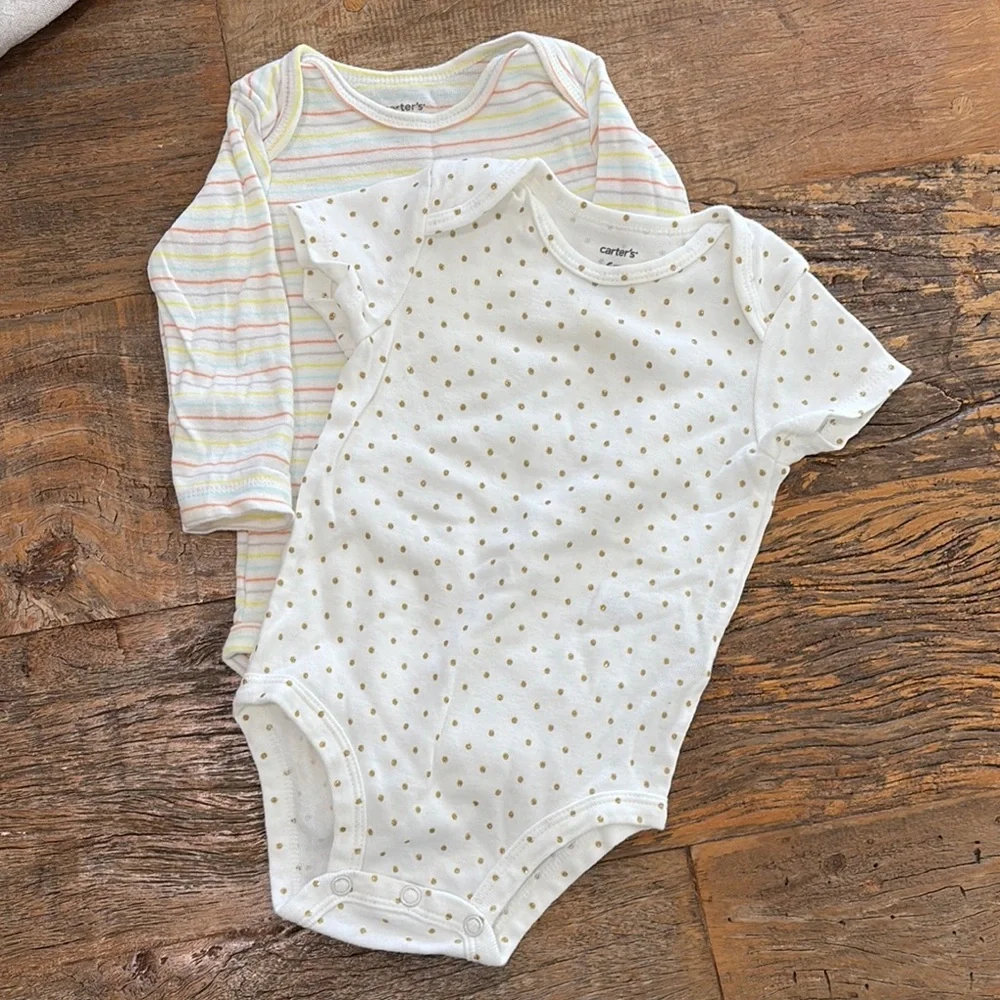 Carter's White and Cream Soft Cotton Bodysuits - Picture 1 of 2